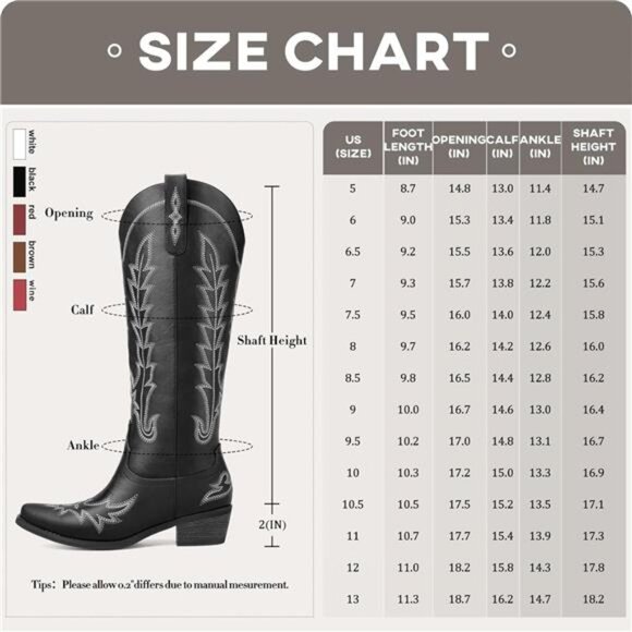 Cowboy Boots for Women - Knee High Pointed Toe Chunky Heel Pull On Zipper - Picture 5 of 6